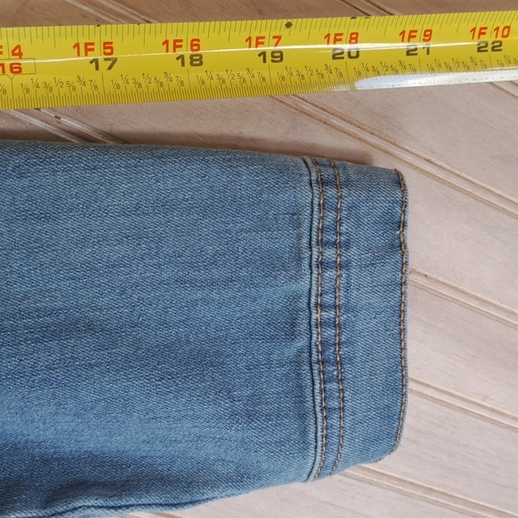 DKNY Girls Denim Jean Jacket Gold Sequin Heart Logo Y2k Stretch Comfy - Picture 9 of 11